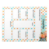 Bloemen Sinaasappel N Blue Polka Dots _ Conceptkaa Notitieblok (Voorkant)