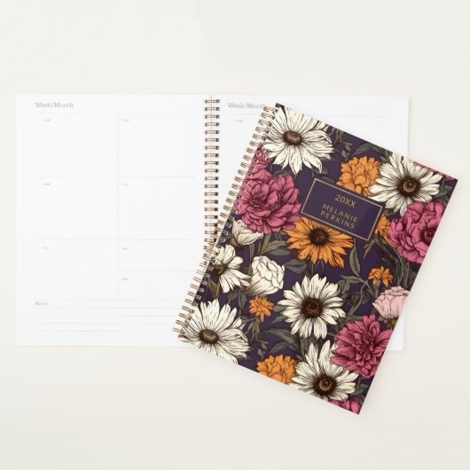  Bloemen Sinaasappel Navy Blue Boho Wildflower Planner (Display)
