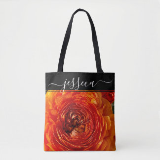 Bloemen Sinaasappel Ranunculus Foto gepersonalisee Tote Bag