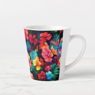 Bloemen Sinaasappel Tropische Bloemen Bladeren-667 Latte Mok
