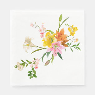 Bloemen Sinaasappel Wit & Geel Lelie Bloemen Servet