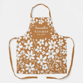 Bloemen Sinaasappel Wit Vrouwen Schort (Voorkant)
