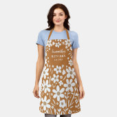 Bloemen Sinaasappel Wit Vrouwen Schort (Gedragen)