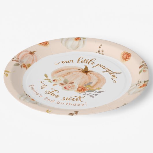 Bloemen sinaasappels Herfst kleine pompoen 2e verj Papieren Bordje (Gekanteld)