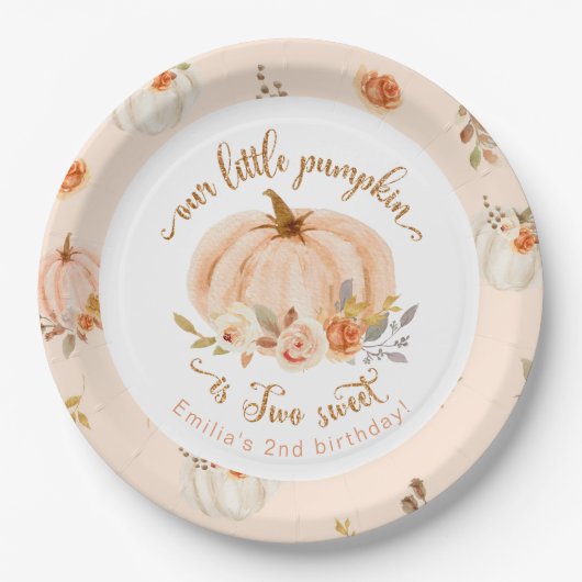 Bloemen sinaasappels Herfst kleine pompoen 2e verj Papieren Bordje (Voorkant)