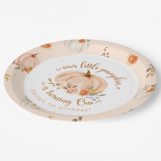 Bloemen sinaasappels Herfst kleine pompoen verjaar Papieren Bordje (Gekanteld)