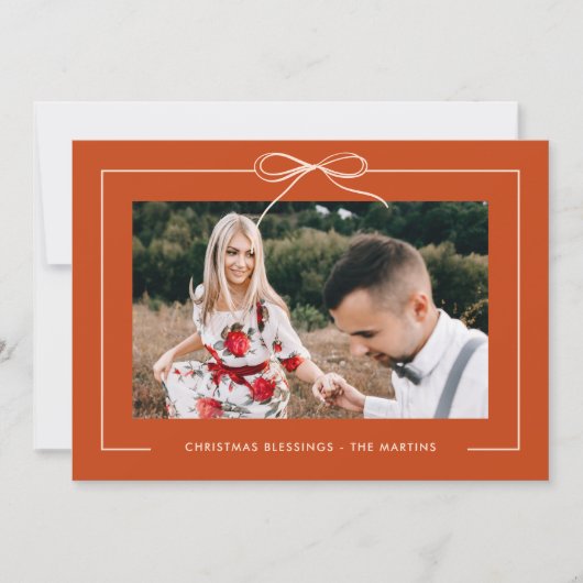 Bloemen Sinaasappels lint ingelijst foto Kerstmis Feestdagenkaart (Voorkant)