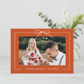 Bloemen Sinaasappels lint ingelijst foto Kerstmis Feestdagenkaart (Staand voorkant)