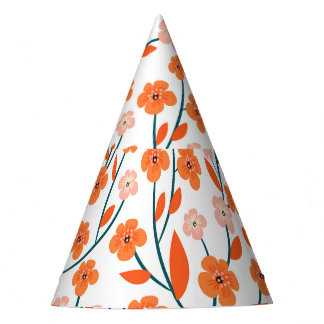 Bloemen Sinaasappels pastel wit naadloos Feesthoedjes