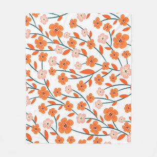 Bloemen Sinaasappels pastel wit naadloos Fleece Deken