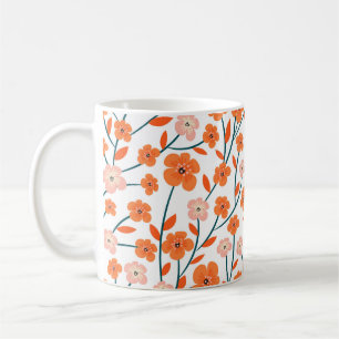 Bloemen Sinaasappels pastel wit naadloos Koffiemok