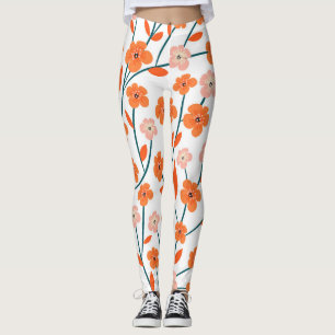 Bloemen Sinaasappels pastel wit naadloos Leggings
