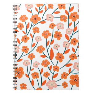 Bloemen Sinaasappels pastel wit naadloos Notitieboek