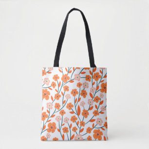 Bloemen Sinaasappels pastel wit naadloos Tote Bag