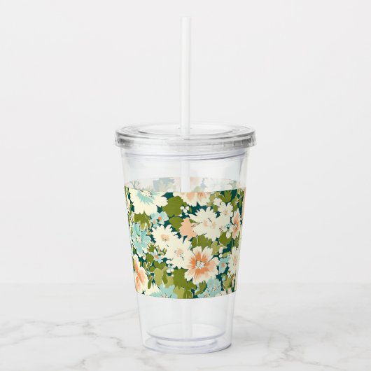 Bloemen Sipper Tumbler Acryl Drinkbeker (Voorkant)