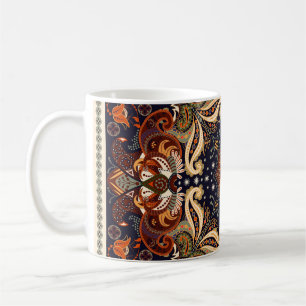 Bloemen sjaal vierkant ornament: Indiase batik. Koffiemok