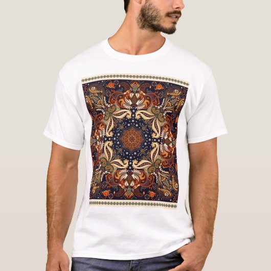 Bloemen sjaal vierkant ornament: Indiase batik. T-shirt (Voorkant)