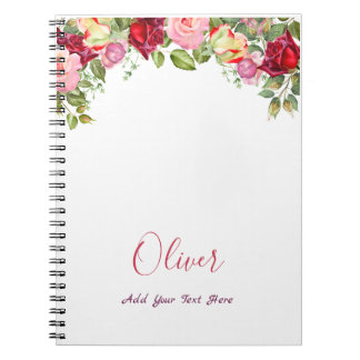 Bloemen Sjabloon Elegante Waterverf Bloemen Rozen Notitieboek