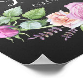 Bloemen sjabloon roos welkom huwelijksbord Afdruk Poster (Hoek)