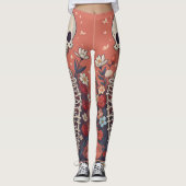 Bloemen Skelet Halloween schedel Ribcage Leggings (Voorkant)