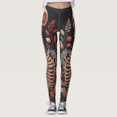 Bloemen Skelet Halloween schedel Ribcage Leggings (Voorkant)