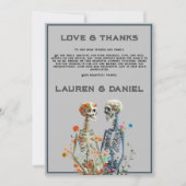 Bloemen Skelet Liefhebbers QR Code Bruiloft Bedankkaart (Voorkant)