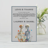 Bloemen Skelet Liefhebbers QR Code Bruiloft Bedankkaart (Staand voorkant)