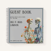 Bloemen Skelet Lovers Bruiloft Gastenboek Notitieboek (Voorkant)