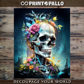 Bloemen Skull King in het gotische landschap Tissuepapier