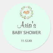 Bloemen Slaapherten op Groene Douche Envelop Seal Ronde Sticker (Voorkant)