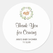 Bloemen Slapen Herten Baby shower Favor Ronde Sticker (Voorkant)