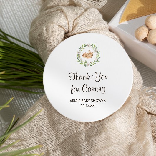Bloemen Slapen Herten Baby shower Favor Ronde Sticker