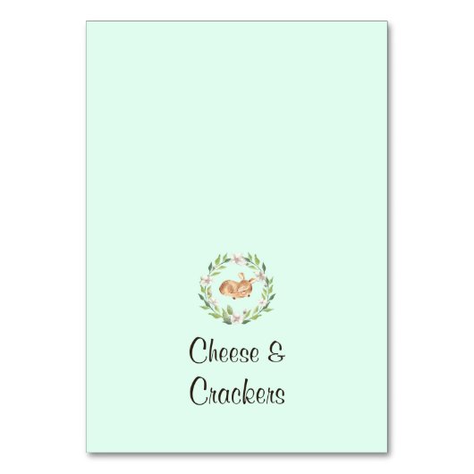 Bloemen Slapen Herten Groen Buffet Eten Labels Kaart (Voorkant)