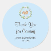 Bloemen Slapen Herten Jongen Baby shower Favor Ronde Sticker (Voorkant)