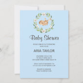 Bloemen Slapen Herten Jongen Baby shower Uitnodigi Kaart (Voorkant)