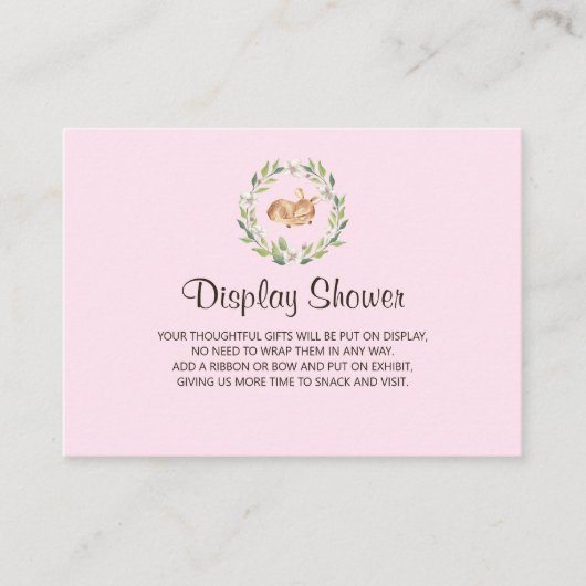 Bloemen Slapen Herten Meisje Display Douche Behuiz Informatiekaartje (Voorkant)