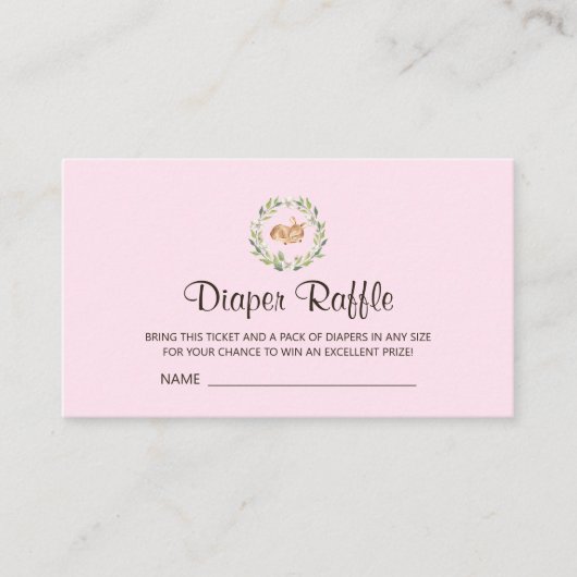 Bloemen Slapen Herten Meisje Luier Raffle Enclosur Informatiekaartje (Voorkant)