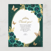 Bloemen Smaragd Gouden Vlinder Quinceañera Foto (Voorkant)