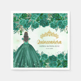 Bloemen Smaragd Groen Prinses Tiara Quinceanera Servet