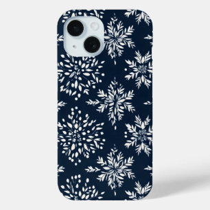 Bloemen sneeuwvlokken patroon iPhone 15 case