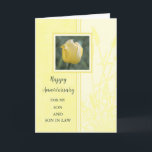 Bloemen Son & Son in Law Bruiloft Jubileum Kaart<br><div class="desc">Gelukkige trouwjubileumkaart voor zoon en schoonzoon met  gele tulpen en oprechte vers.</div>