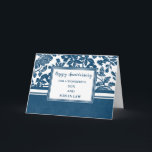 Bloemen Son & Son in Law Bruiloft Jubileum Kaart<br><div class="desc">Gelukkige trouwjubileumkaart voor schoonzoon en schoonzoon met  blauwe bloemen en oprechte vers.</div>