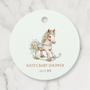 Bloemen  Speelgoed Rocking Horse Baby shower Bedankjes Labels