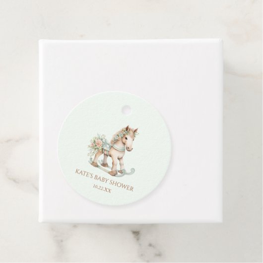 Bloemen  Speelgoed Rocking Horse Baby shower Bedankjes Labels (In situ)
