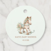 Bloemen  Speelgoed Rocking Horse Baby shower Bedankjes Labels (Voorkant)