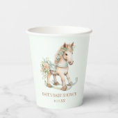 Bloemen  Speelgoed Rocking Horse Baby shower Papieren Bekers (Achterkant)