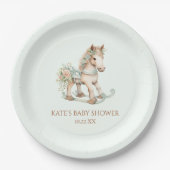 Bloemen  Speelgoed Rocking Horse Baby shower Papieren Bordje (Voorkant)