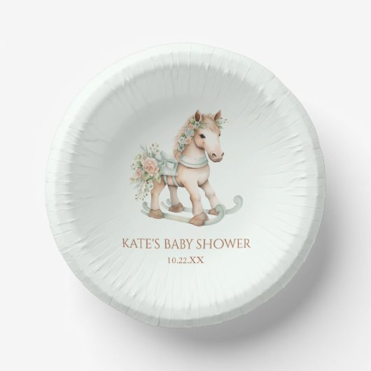 Bloemen  Speelgoed Rocking Horse Baby shower Papieren Kommen (Voorkant)