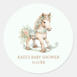 Bloemen  Speelgoed Rocking Horse Baby shower Ronde Sticker