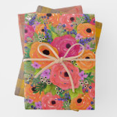Bloemen, spelden en geometrische | Warm Colours Inpakpapier Vel (In situ)